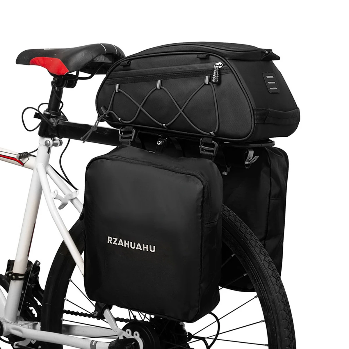 3-in-1 Bike Rack Bag Trunk Bag Waterproof Bicycle Rear Seat Bag Cooler Bag with 2 Side Hanging Bags Cycle Cargo Luggage Bag