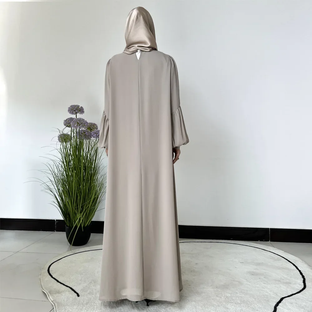 Effen bescheiden Abaya moslimvrouw Dubai-jurken Casual kleding met lange mouwen Islam Dubai Gebedskleed Islamitische casual maxi-jurken