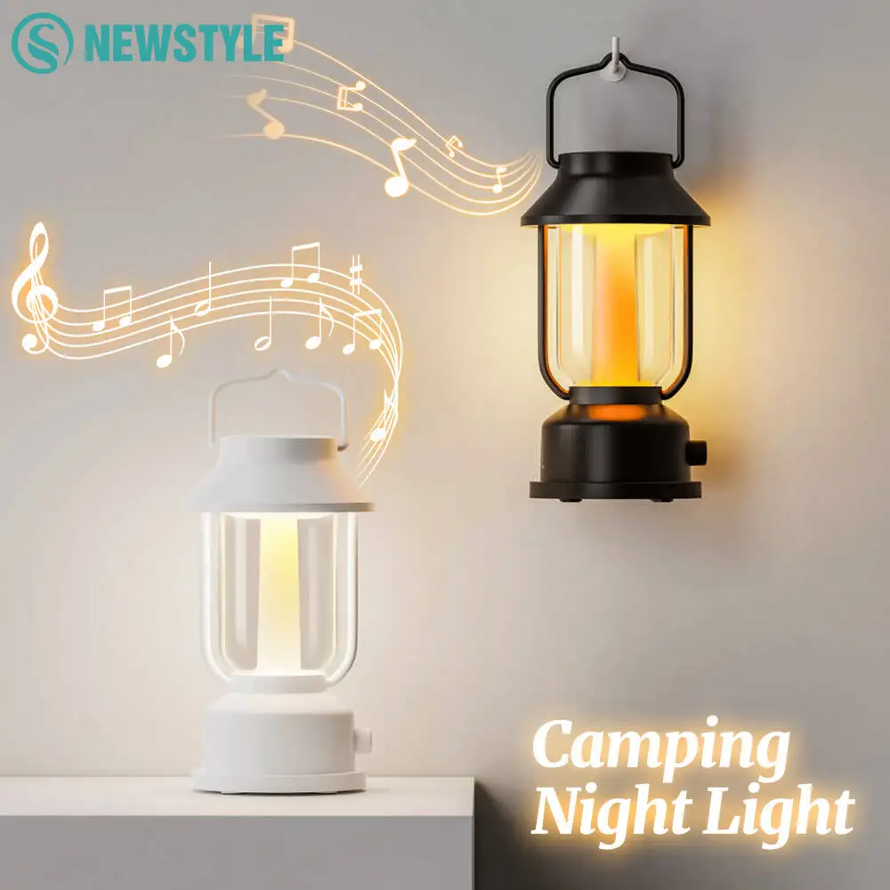Retro Horse-Shaped Night Light Bluetooth Speaker Multi-Functional Camping Lantern Bedside Lamp Outdoor Bedroom Decor Gift