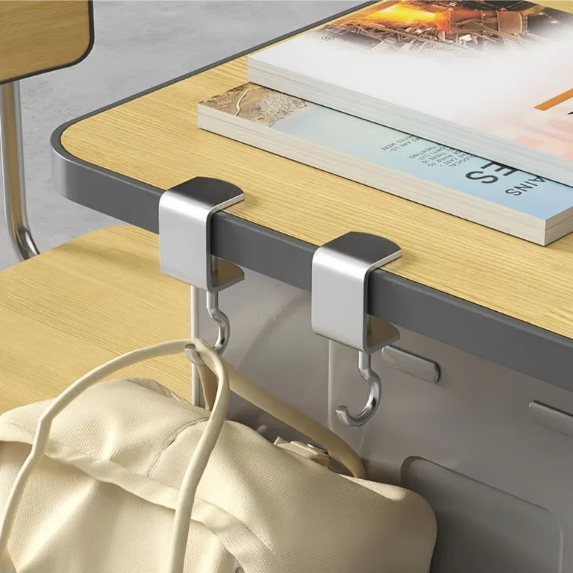 1/2/3pcs 360° Rotatable Steel Table Hooks - Detachable, Non-Destructive Installation for Office Desks, School Dormitories