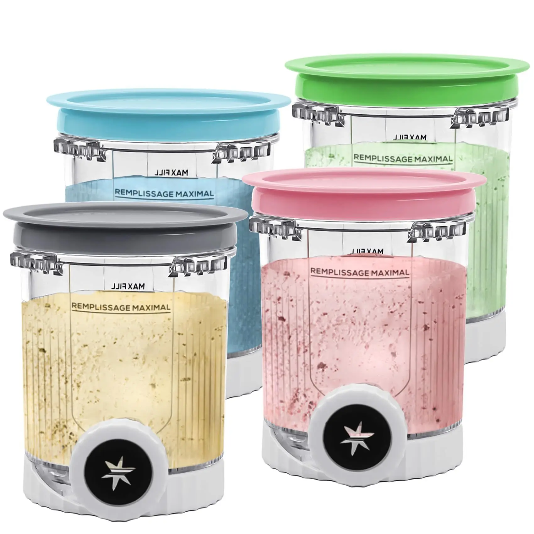 16oz Pints & Lids 4-Pack for Ninja Creami NC700, BPA-Free Clear – Compatible NC701/NC701Q/CN701CO