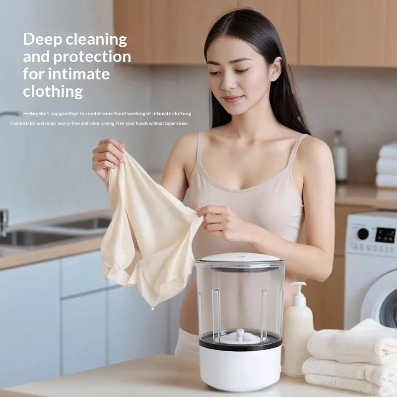 Mini Portable LED  Washing Machine 2L White  Rechargeable Turbine Laundry Cup for Children’s Underwear Socks Lingerie Washin Cup