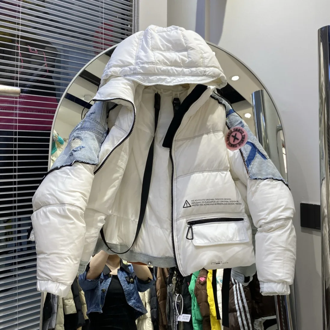 حجم كبير كاوبوي سميكة الأبيض بطة أسفل سترة تقسم سترة الشتاء عالية الجودة موضة هوديي الربط معطف فضفاض منتفخ المرأة