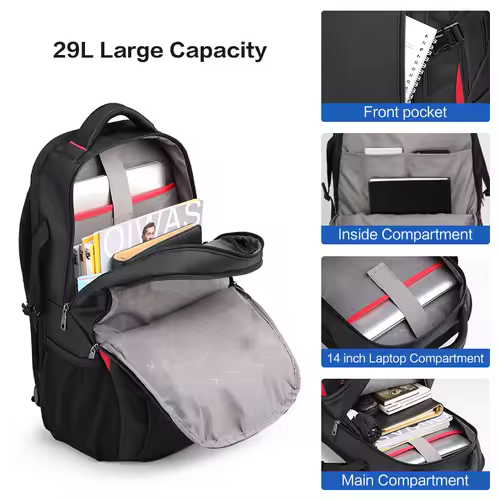 OIWAS Laptop Backpacks 15.6 Inch School Bags Waterproof Nylon 29L Casual Shoulder Bagpack Travel Teenage Men's Backpack Mochila - Image 2