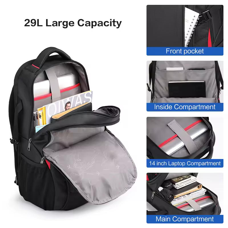 OIWAS Laptop Backpacks 15.6 Inch School Bags Waterproof Nylon 29L Casual Shoulder Bagpack Travel Teenage Men's Backpack Mochila - Image 2