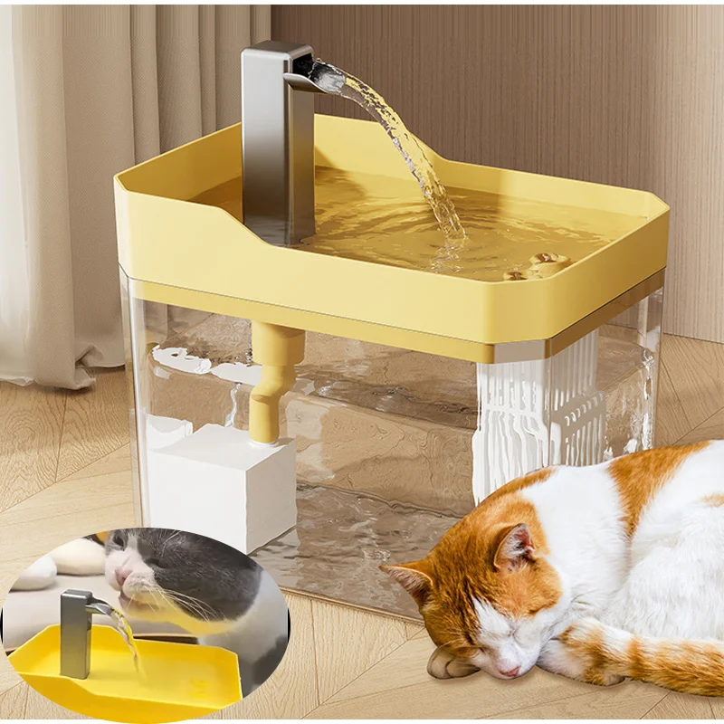 Large Capacity Cat Drinking Fountain 1.5L Transparent Water Dispenser with Recirculating Filter and Anti-Dry Pump for Cats