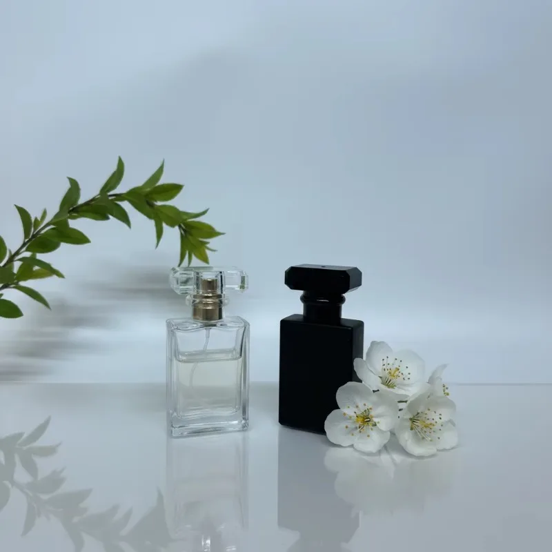 5PCS Luxury Empty Glass Parfum Container 30ml 50ml Flat Square Refillable Portable Spray Bottle
