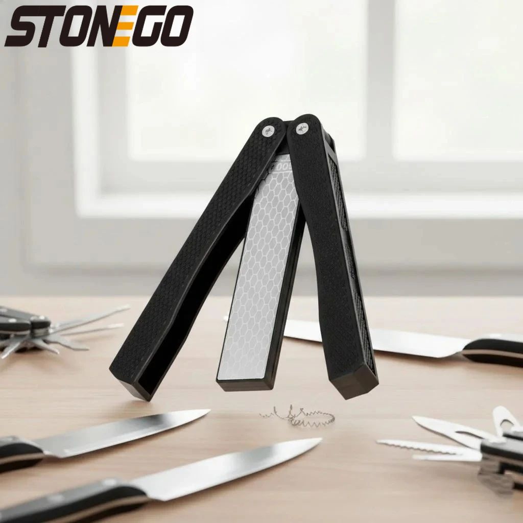 

Diamond Pocket Knife Sharpener 400 600 Grit Folding Design for Outdoor Camping and Kitchen Use