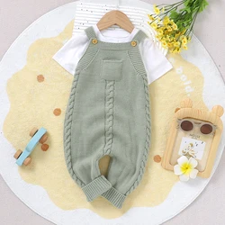 Infant Baby Sleeveless Rompers for Newborn Boy Girl Solid Green Knitted Jumpsuits Clothes 0-18m Toddler Outfits Children Costume