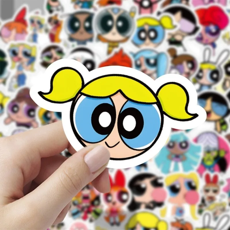 59PCS Powerpuff Girls Anime Cartoon Laptop Phone Case Guitar Luggage Water Cup Children's Toys Stickers Wholesale