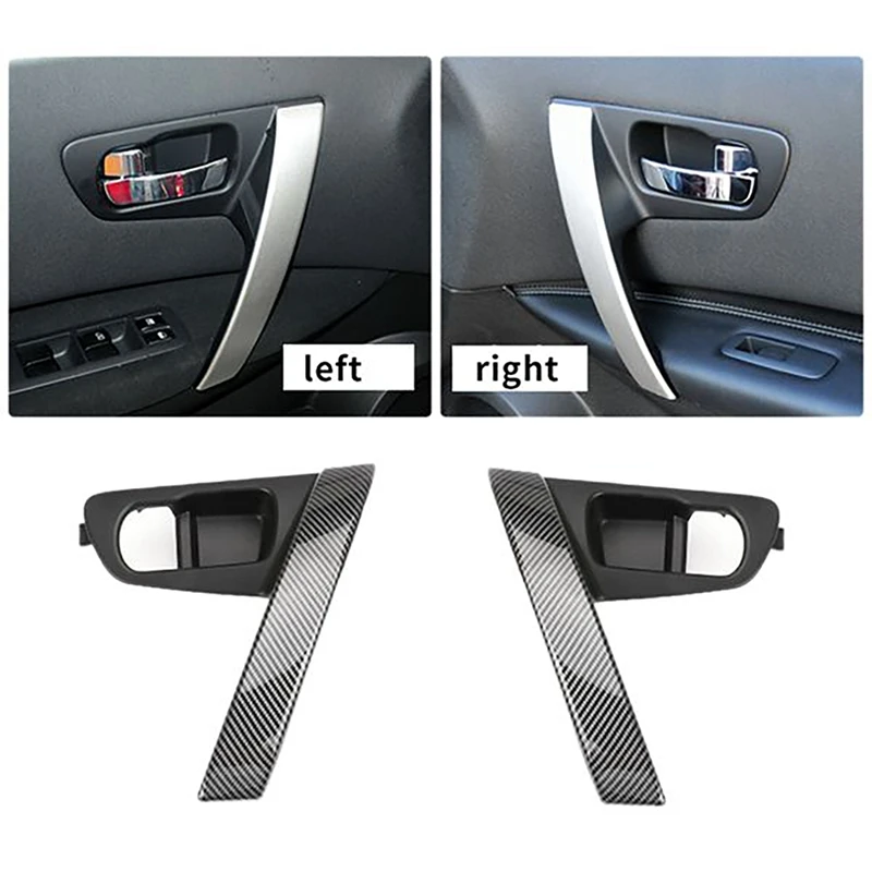 Car Carbon Fiber Interior Door Handles Base Interior Door Handle Cover Trim for Nissan Qashqai J10 2007-2015