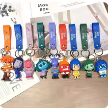 Disney Inside Out 2 Moive Joy Sadness Fear Disgust Figures Cartoon Keyrings Bag Car Key Chain Holder Keychains Christmas Gifts