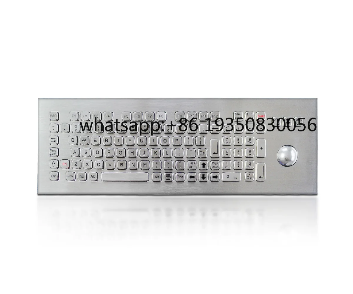 

rugged stainless steel metal industrial keyboard with trackball and numeric keypad