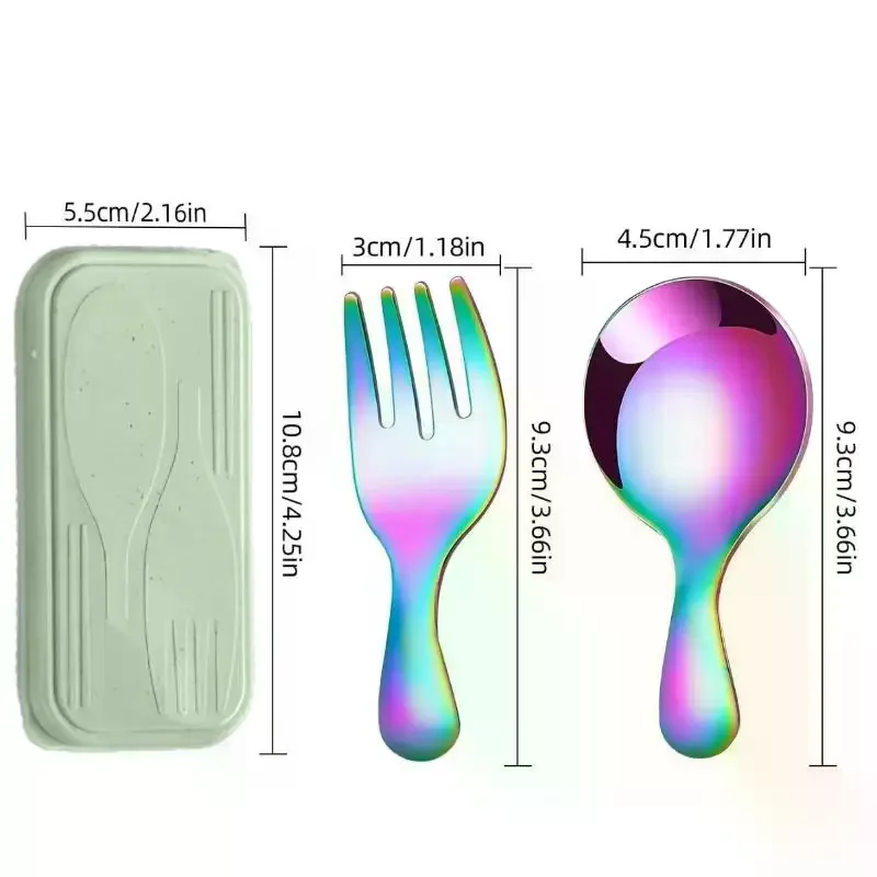 Stainless Steel Portable Spoon Fork Short Handle Student Tableware Dessert Fruit Mini Cutlery For Hiking Camp Cooking Supplies