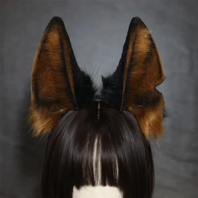 Nowy niestandardowy Halloween futrzany wilk nakrycie głowy na uszy symulacja Anubis Hu Lang ucho obręcz do włosów bestia ucho Cosplay akcesoria z pałąkiem na głowę