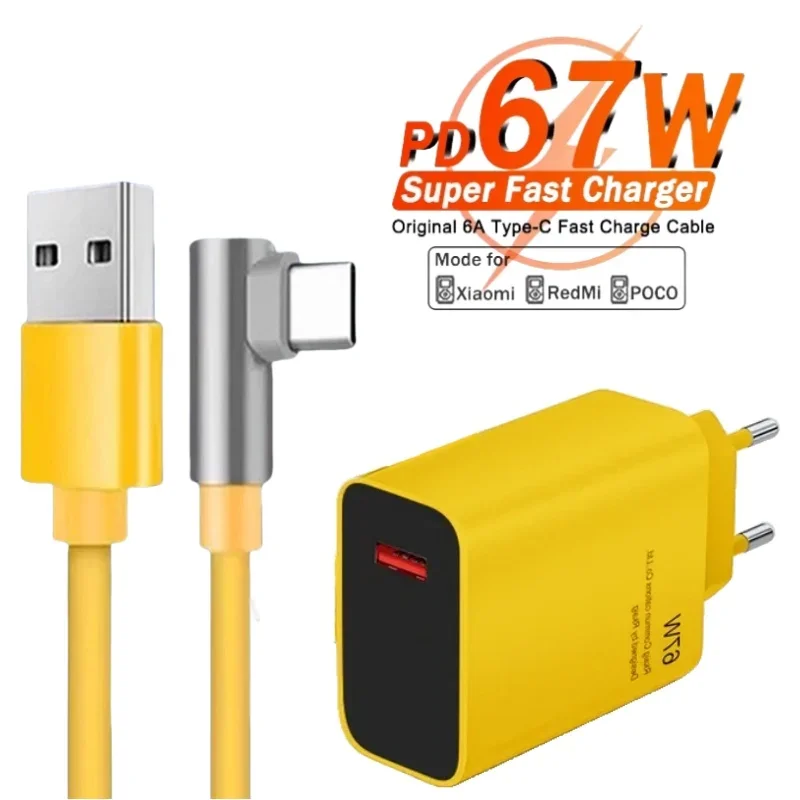 67W Original USB Fast Charger for Xiaomi 14 13 12 11 10 Ultra Redmi Note 12T 13 Pro Turbo Quick Charge Type C USB Charging Cable