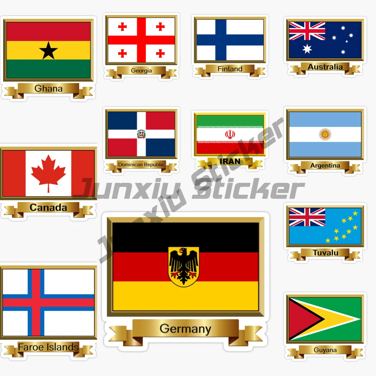 

Tuvalu SRI LANKA Germany Faroe Islands Grenada Guyana Ghana Georgia Finland Argentina Haiti IRAN Flag Car Sticker Self-adhesive