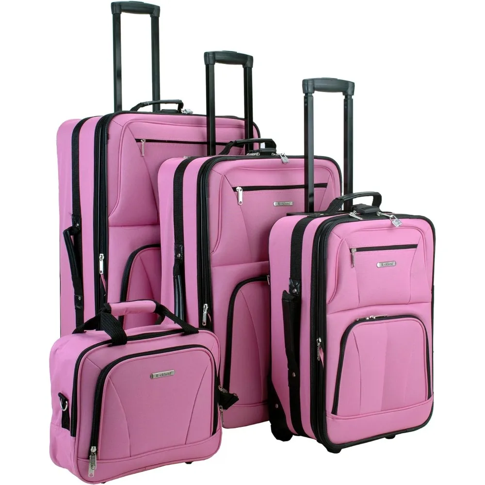 

Rockland Journey Softside Upright Luggage Set, Expandable, Pink, 4-Piece (14/19/24/28)