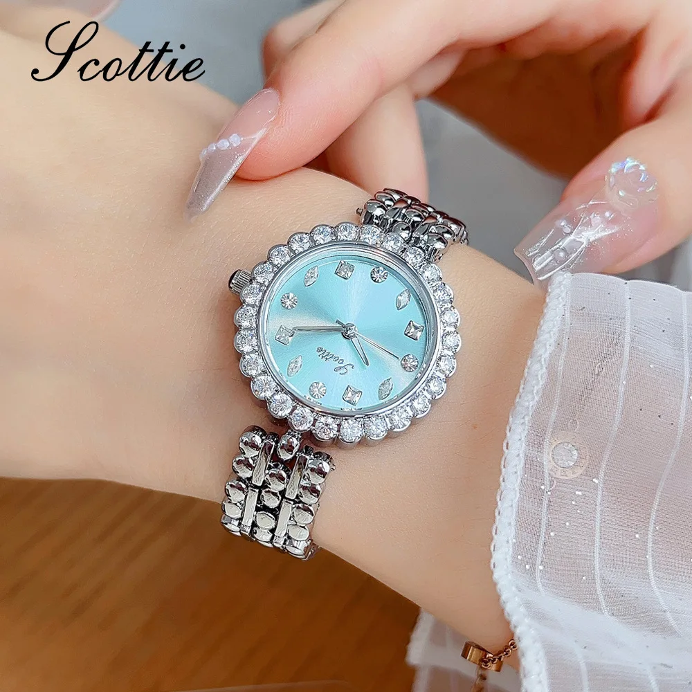 Scottie Women Quartz Watch Luxury Clock Gold Sliver Band Dial Vintage New Orologio Retro Stainless Steel Reloj Ladies Wristwatch