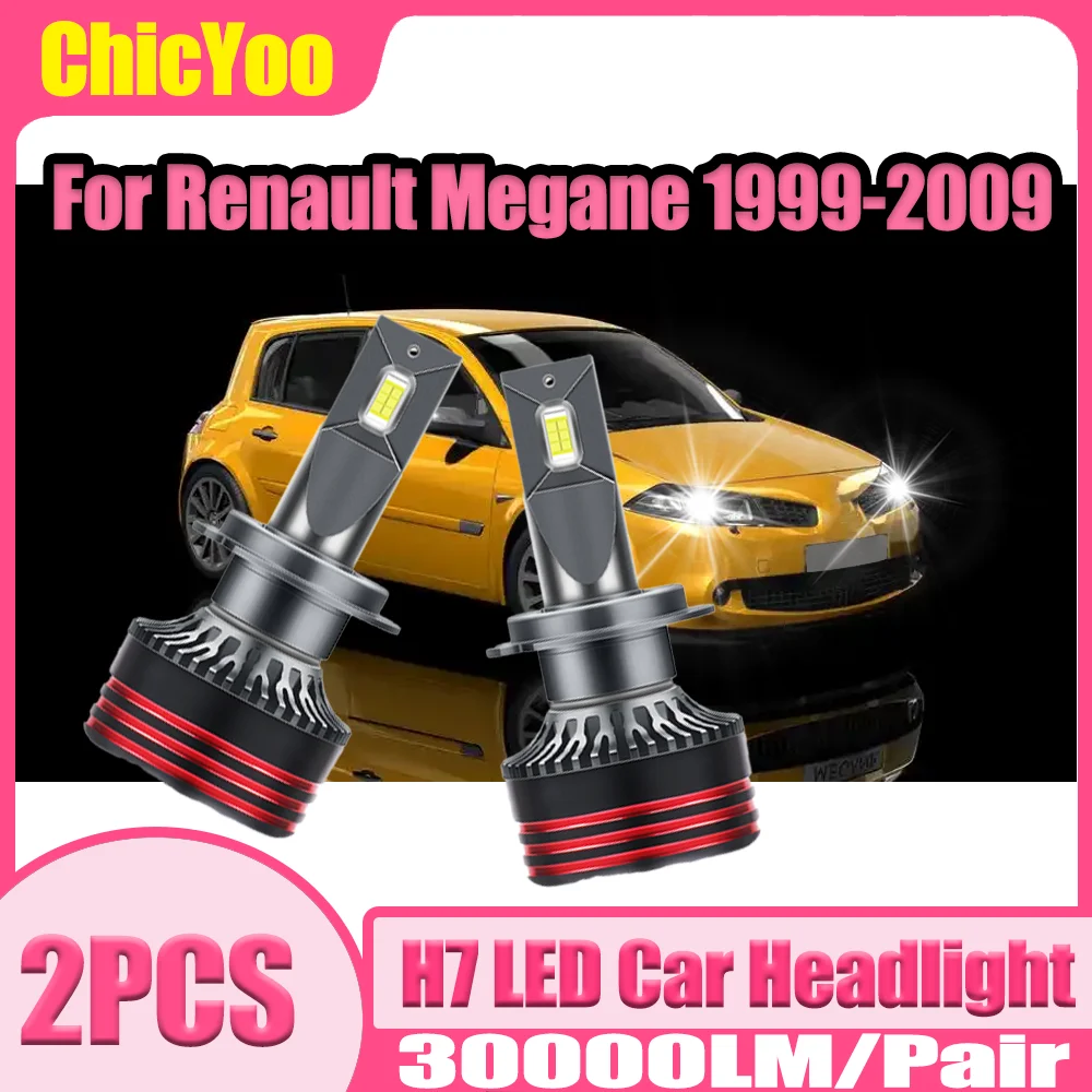 

2PCS H7 LED Car Headlights 150W Auto Headlamps Bulbs High Power 30000LM 6000K White Plug and Play For Renault Megane 1999-2009