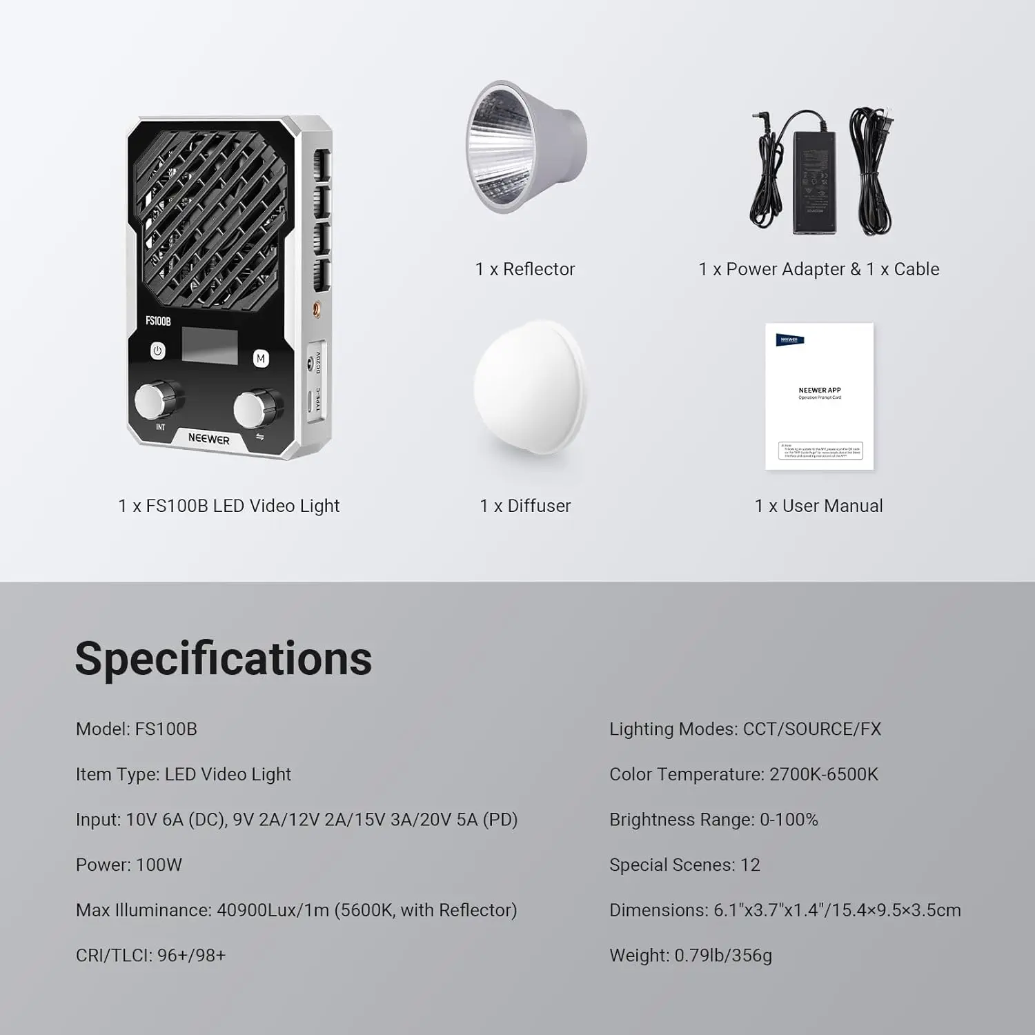 NEEWER 100W Ultra-kompaktes LED-Videolicht mit APP/Panel-Steuerung, Taschenformat, zweifarbige COB-Dauerlichtquelle für Studioaufnahmen – Detail 9