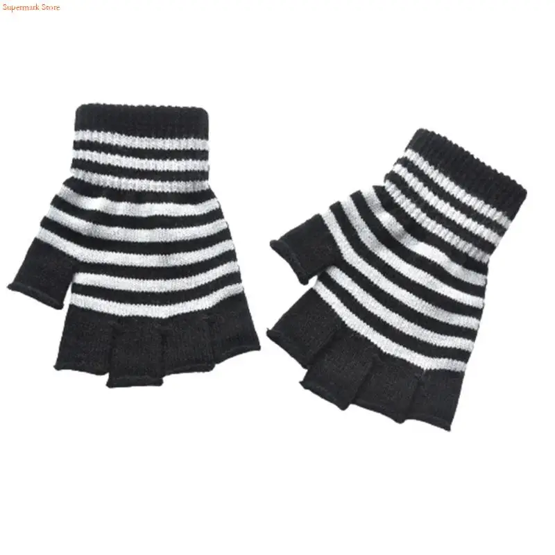 Q5WE Half Finger Mittens Knitted Touchscreen Gloves Christmas Presents for Women Men