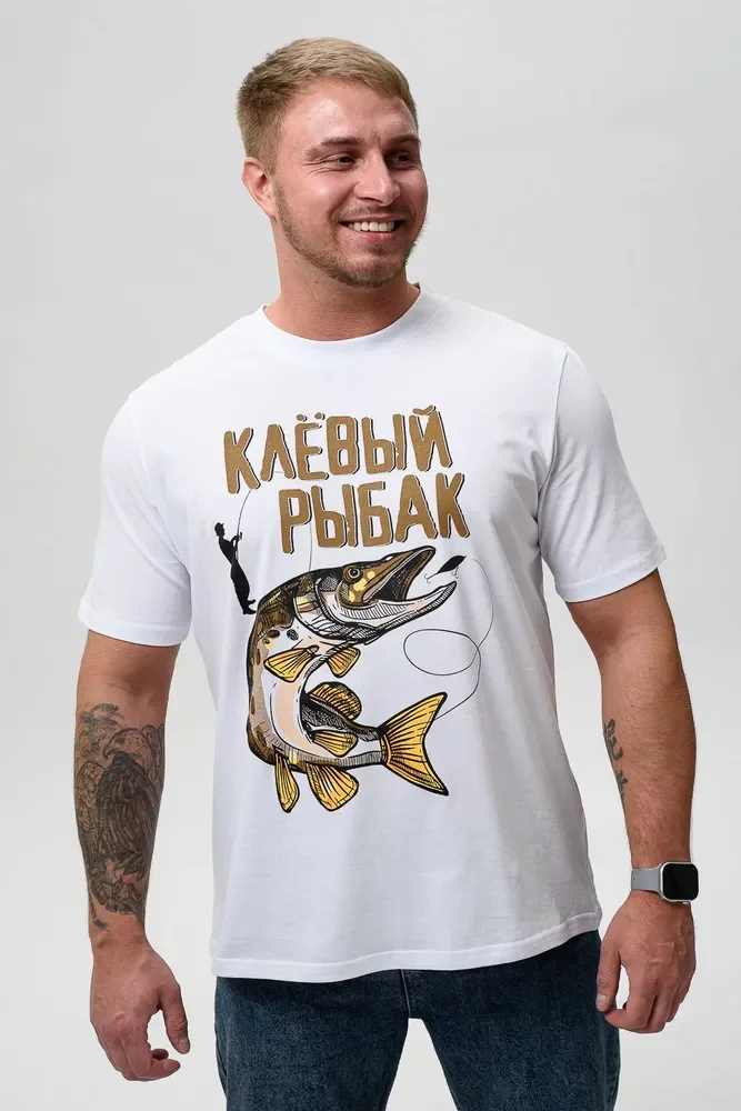 

Мужская хлопковая футболка с круглым вырезом и принтом «Don't Be A Dumb Bass Fishing», повседневная трикотажная футболка для активного отдыха, стандартный крой