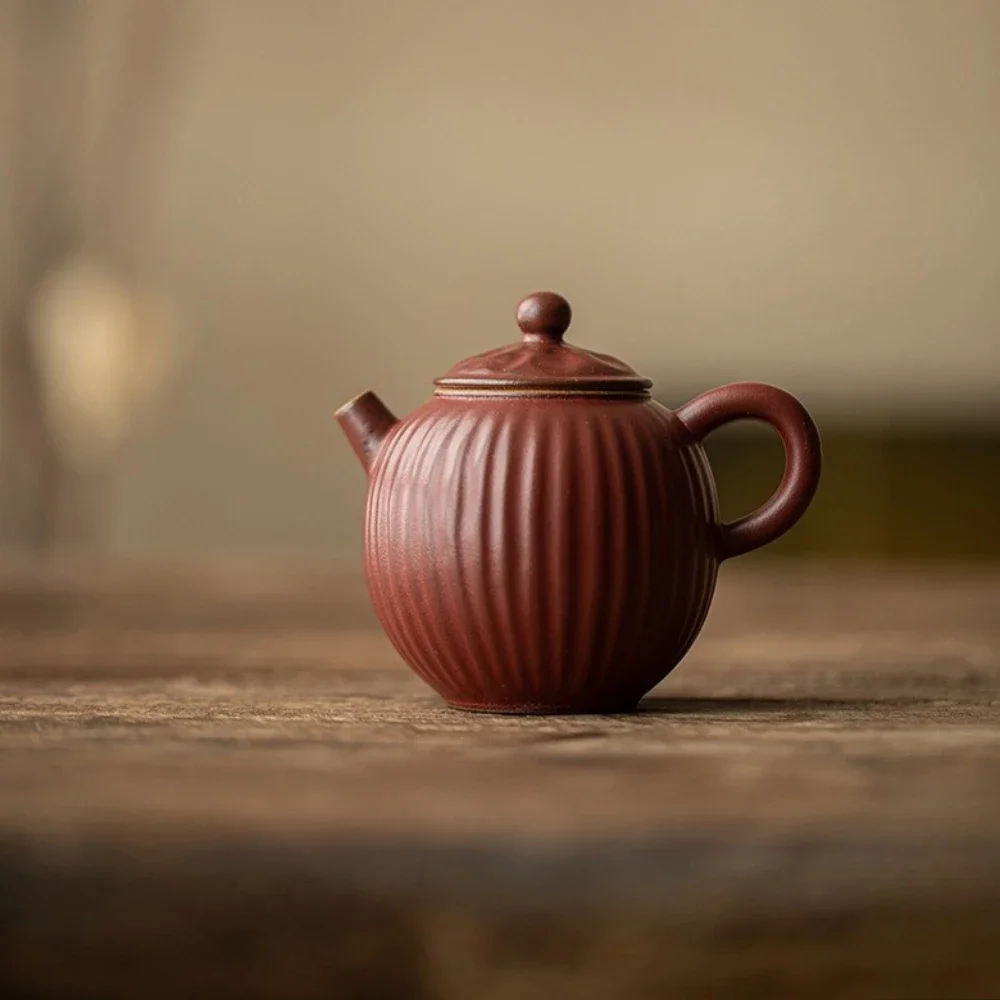 140ML Japanese-style Coarse Pottery Tea Set Kung Fu Tea Set Literati Lantern Pot Household Ball Hole Filter Teapot Hand-held Pot