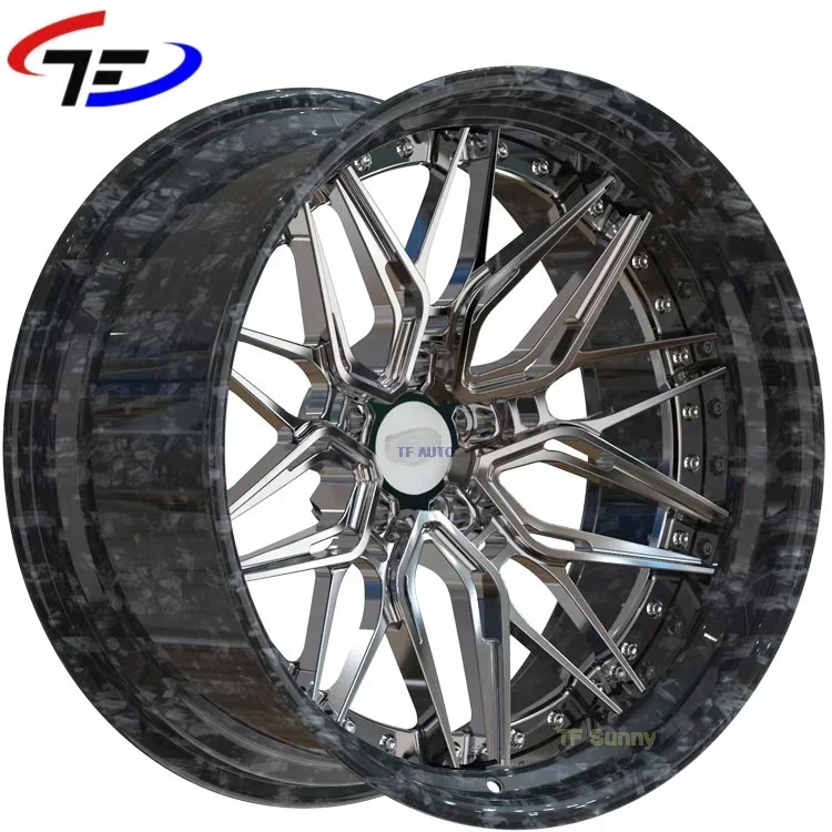 22inch Carbon Fiber Barrel Forged Car Aluminum Split Alloy Wheels 5*120