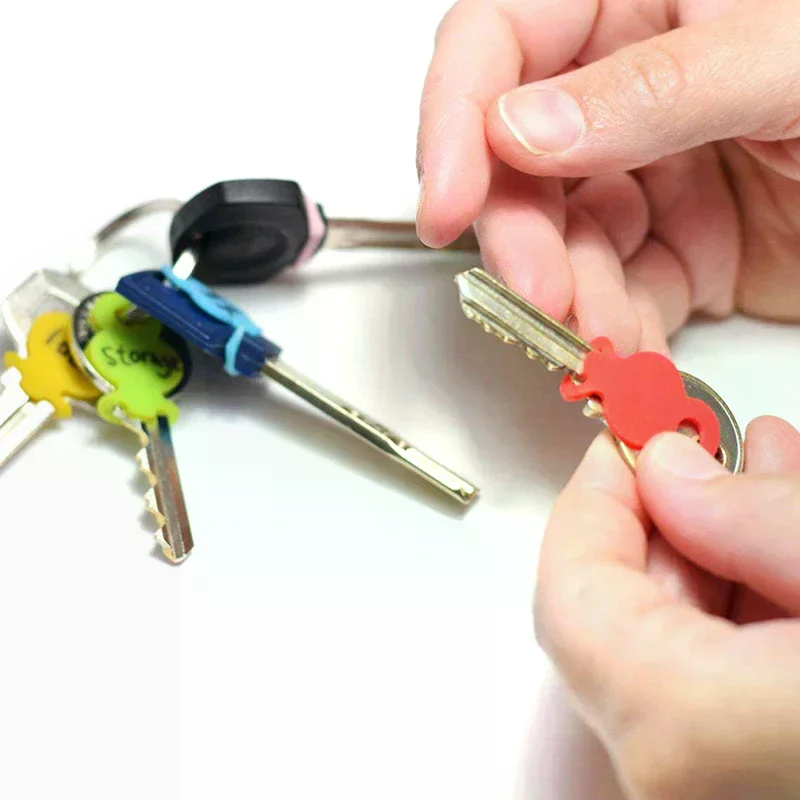 12pc/set Multicolor Key Top Covers Head Caps Tags, ID Markers Mixed Toppers Color Identification Ring Silicone Key Case