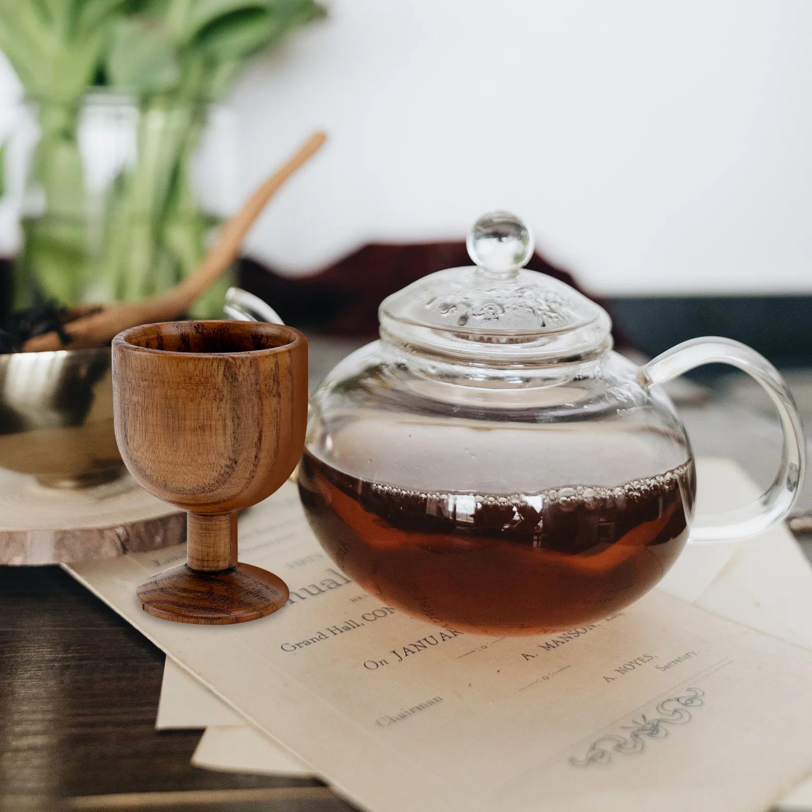 

1Pcs Jujube Wooden Wine Glass Retro Stylish Hand-Made Whiskey Cup for Wine Tea Coffee Eco-Friendly Non-Slip Comfortable Touch