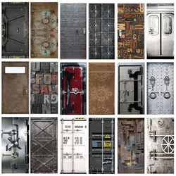 Imitation Metal Style Door Sticker Self Adhesive Removable Wallpaper Living Room Bedroom Door Decoration Poster DIY Custom Mural