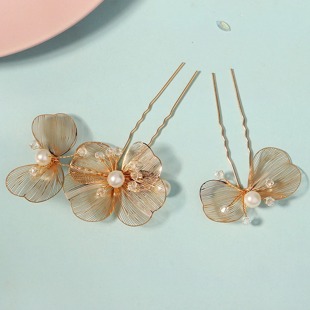 

2pcs Wedding Hairpins U Shape Rhinestone Forks Bridal Hair Accessories Bun Sticks For Women Elegant Decorative Formal Occasion
