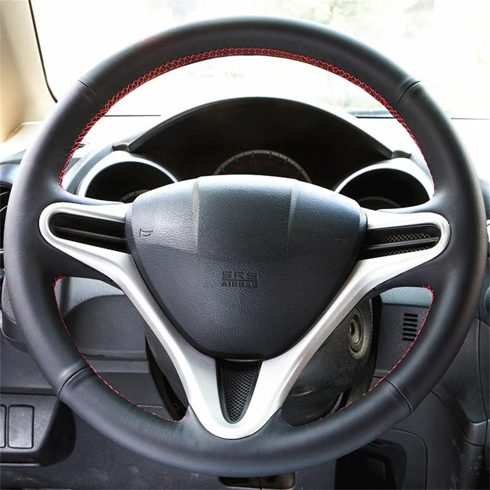 

Customized Car Steering Wheel Cover Hand Sewing Genuine Leather Accessories For Honda Civic Old Civic 2006-2011(3-Spoke)