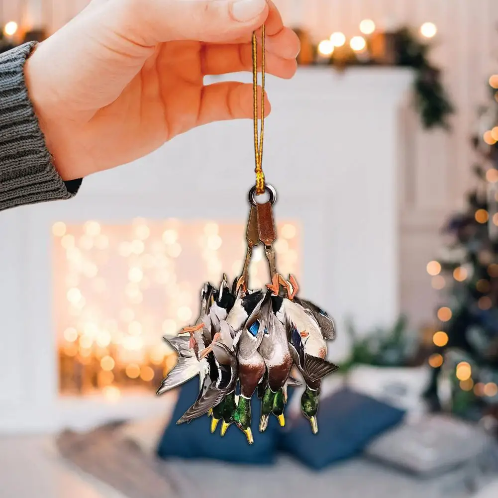 Christmas Ornament Duck Design Unique Flat Ornament Mallard Duck Pendant Deer Hanging Ornament Set for Xmas Tree for Backpack