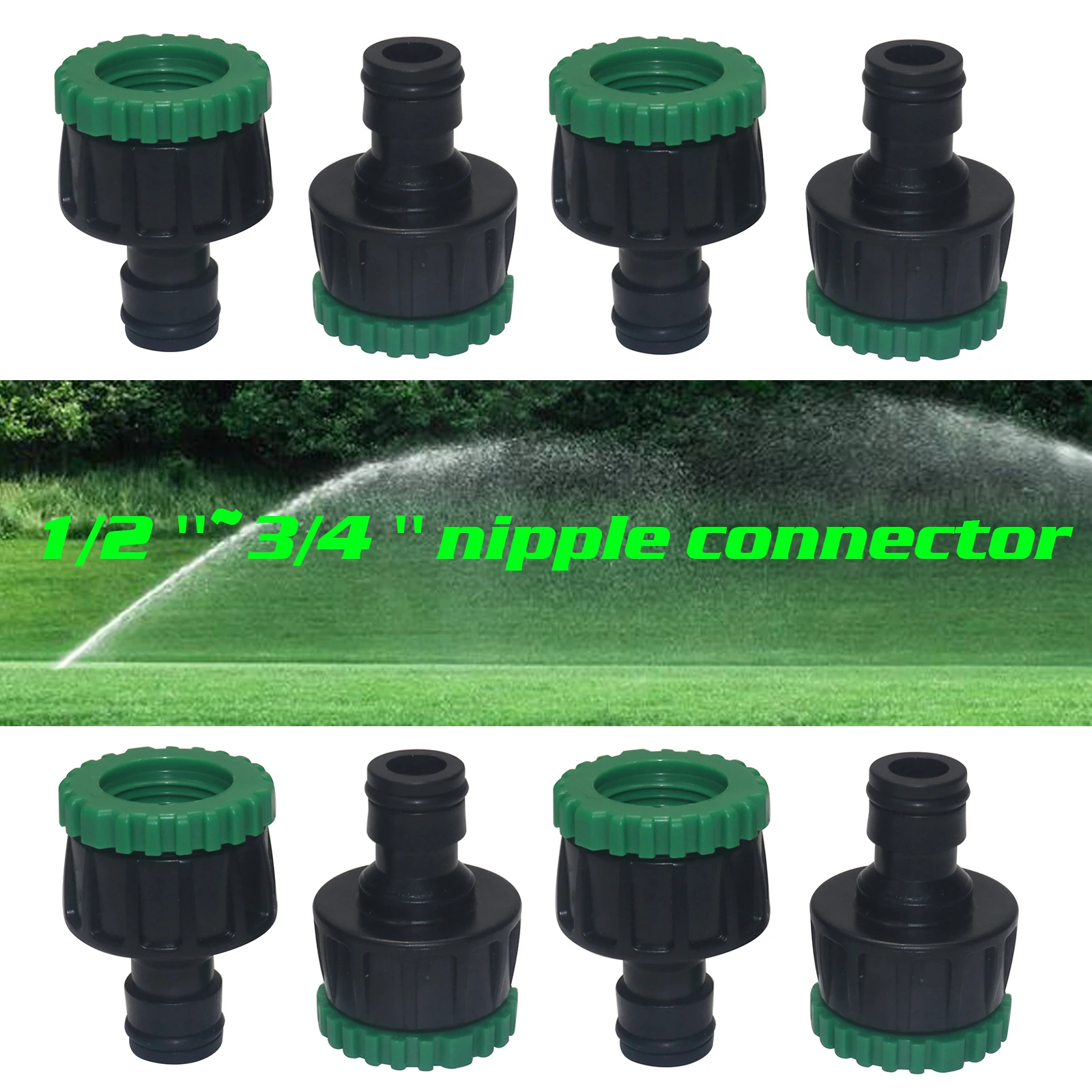 1 Pcs Garden Hose Tap Connector 3/4 inch and 1/2 inch BSP 2in1 Threaded Faucet Adapter Hose Connection Set for Garden Irrigation