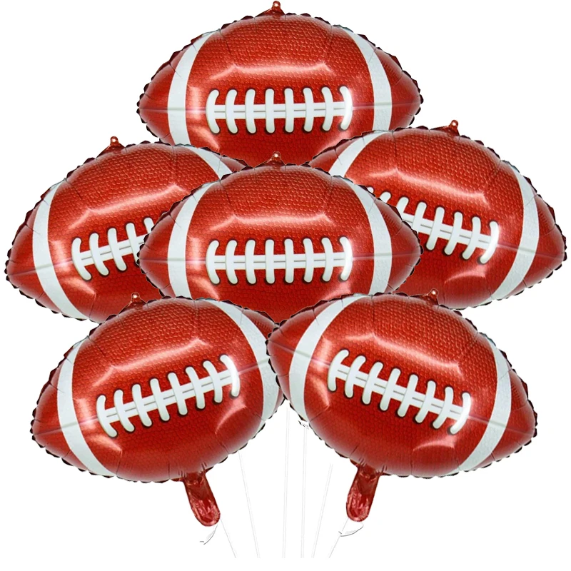 6 Stück 18 Zoll Rugby-Spieler-Thema, amerikanische Fußball-Luftballons, Sport-Thema, Party-Dekoration, Baby-Junge, alles Gute zum Geburtstag, Luft-Globos