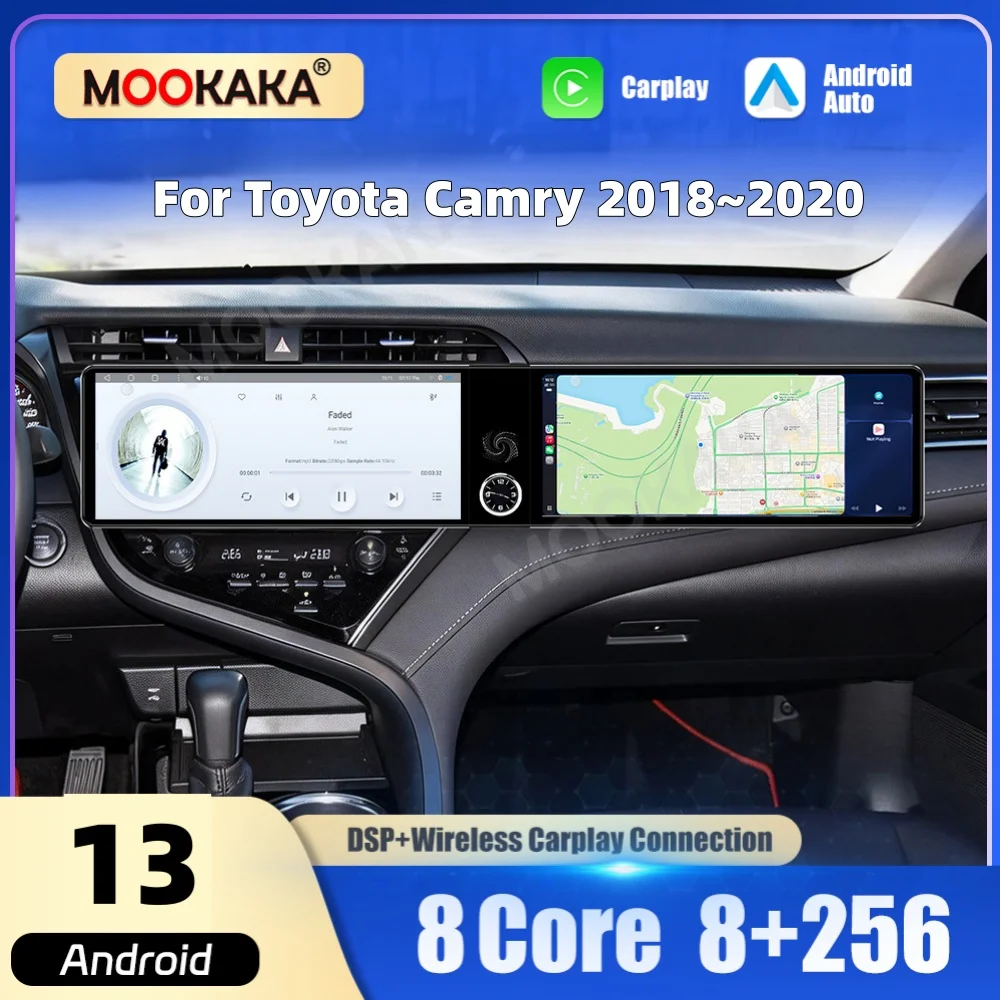 

Dual 12.3“ Qualcomm Car Multimedia Player Android Screen For Toyota Camry 2018 2019 2020 Car Radio GPS CarPlay Auto Head Unit