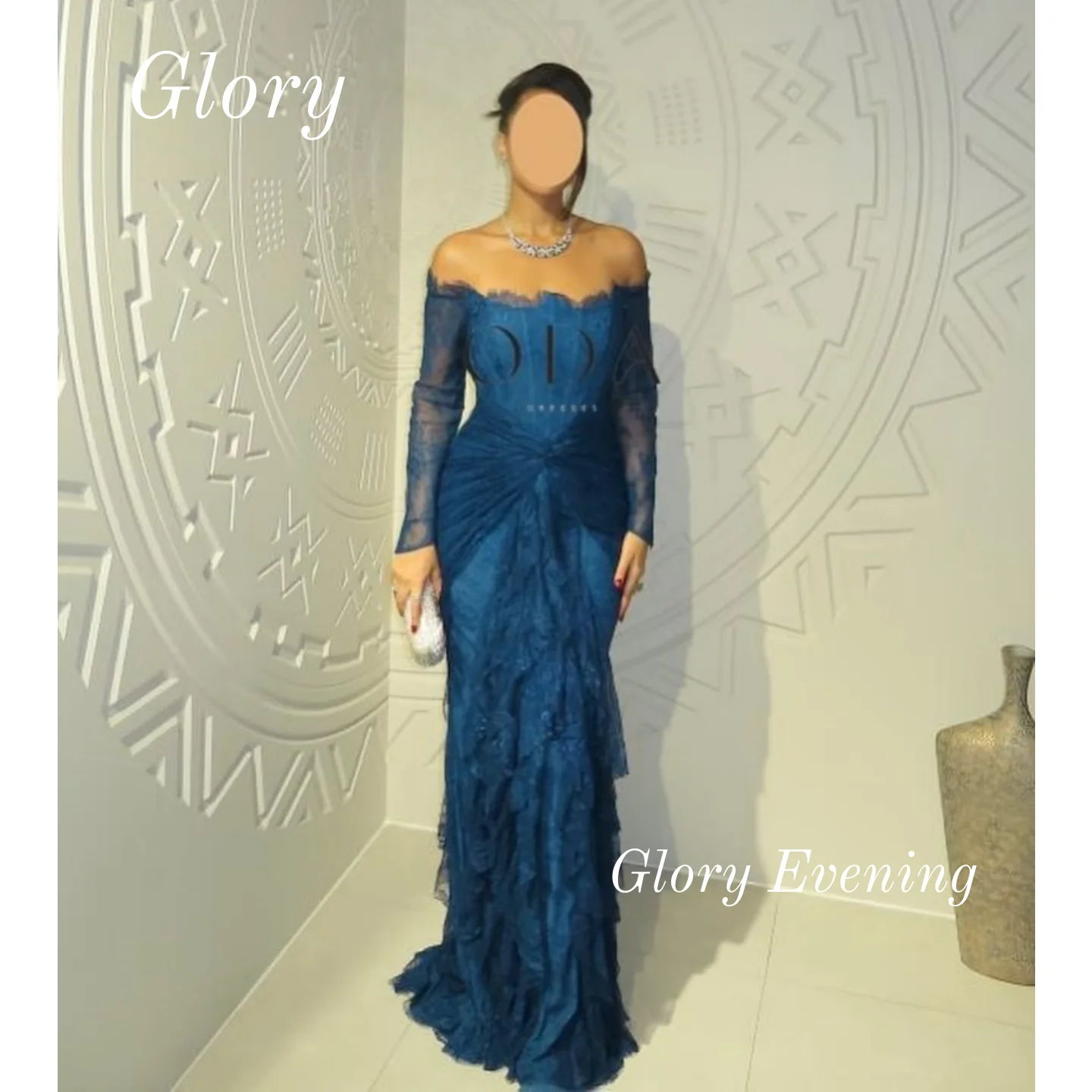 Czarne koronkowe sukienki na studniówkę z plisami, suknie wieczorowe z Arabii Saudyjskiej, sukienki wieczorowe z odkrytymi ramionami i długim rękawem, sukienki na zamówienie.