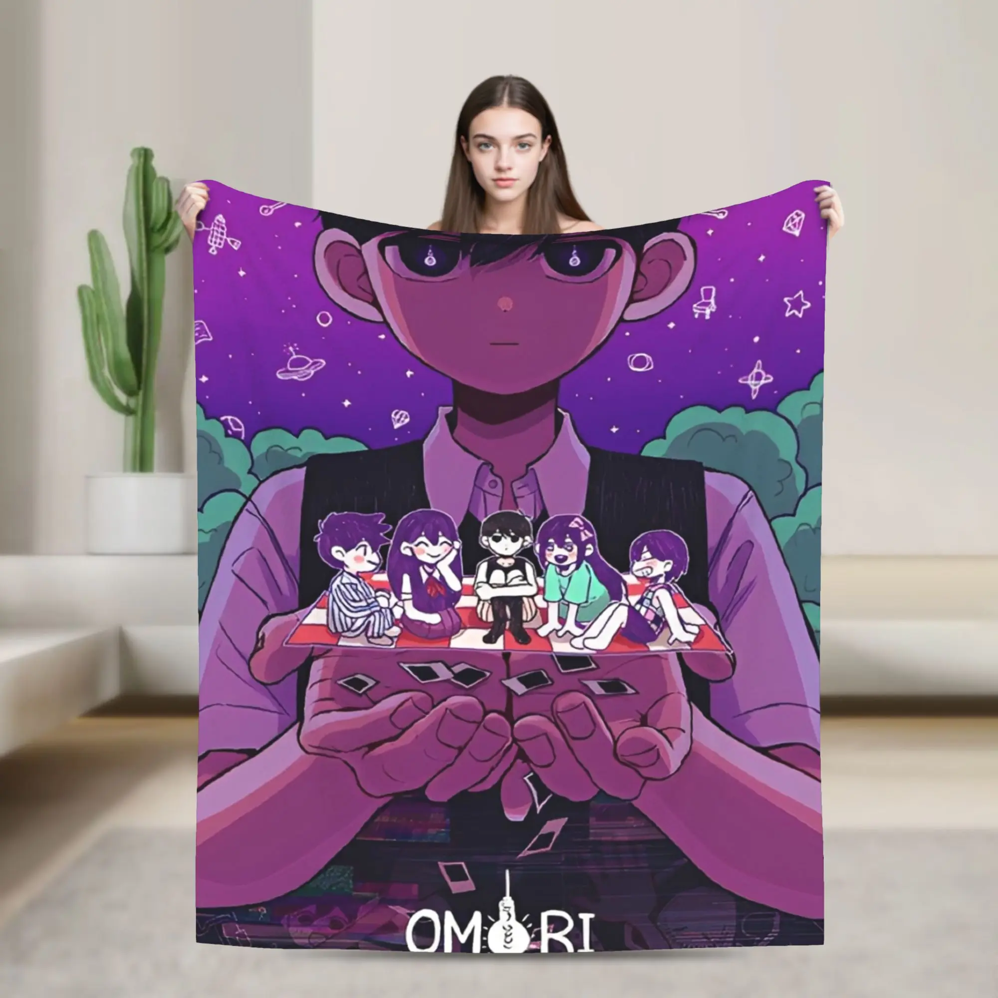 Omori Funny Video Games Throw Blanket for Couch  Soft Fuzzy Plush Blanket 50x60 Inch Multi-size Bedspread for All Seasons