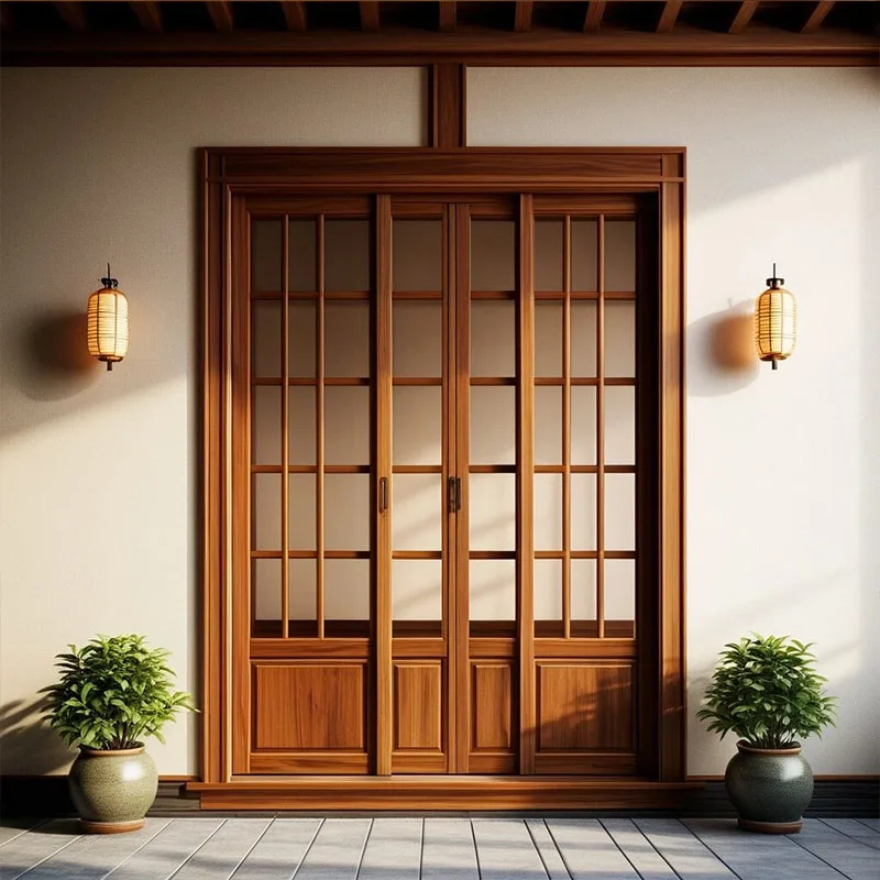 Japanese lattice sliding door bedroom study lattice solid wood sliding door