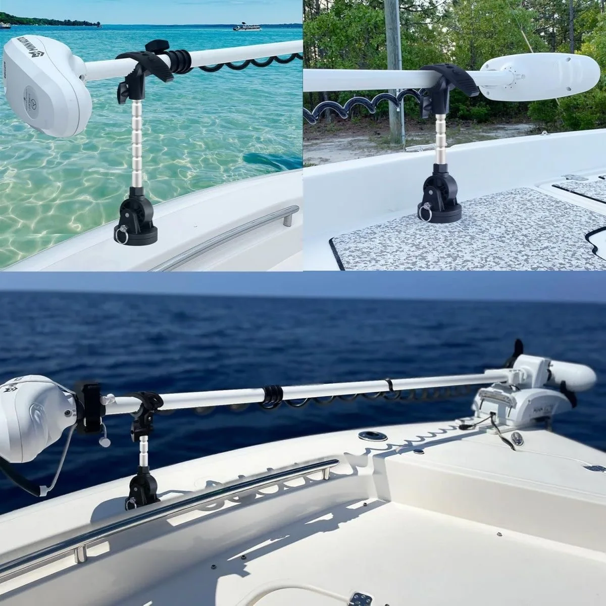 Marine Trolling Motor Stabilizer Adjustable Mounting Bracket Compatible with Minn Kota Terrova Ulterra Riptide PowerDrive