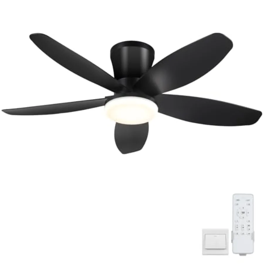 

Ceiling Fans with Lights-36 Low Profile Ceiling Fan with Light and Remote Control, Flush Mount, DC Reversible, LED Dimmable Bla