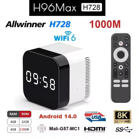 NEW H96 MAX H728 TV BOX 4G 32G 128G Android 14 Quad Core 4K 8K 1000M Ethernet Wifi6 BT Smart Media Player Set Top Box