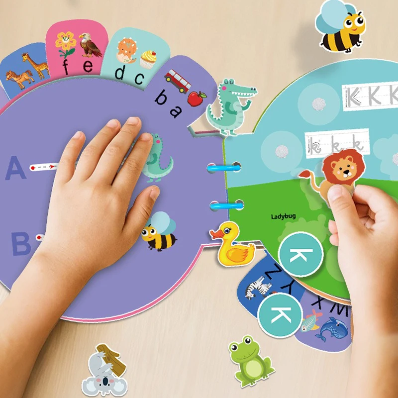 كتاب معجون الحروف، كتاب هادئ لتنوير الحروف الإنجليزية، كتاب فيلكرو ممزق يمكنه كتاب الأنشطة المعرفية بشكل متكرر #4