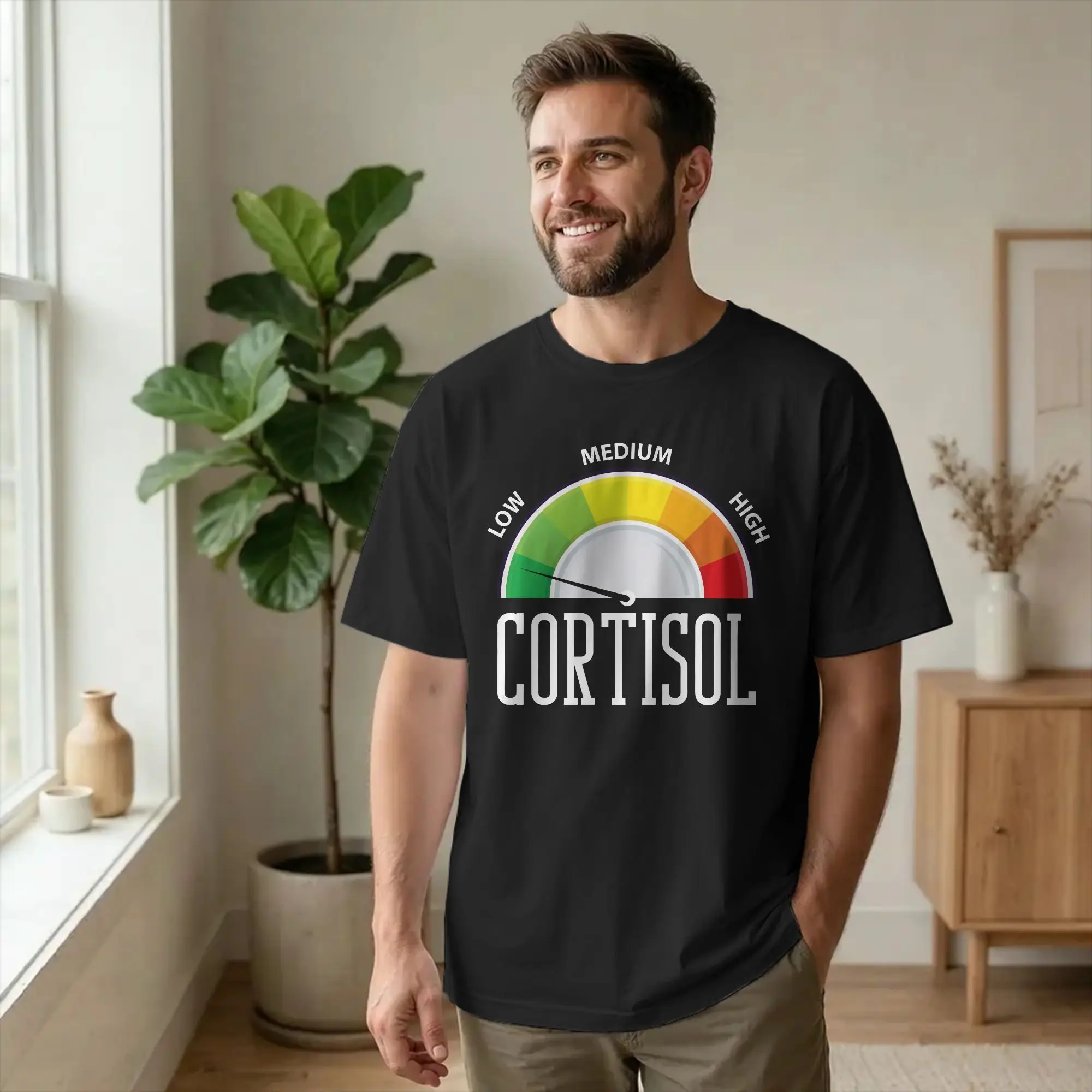 Vintage Low Cortisol Levels  T-Shirt for Men Women O Neck Pure Cotton T Shirts Funny  Short Sleeve Tees Plus Size Tops