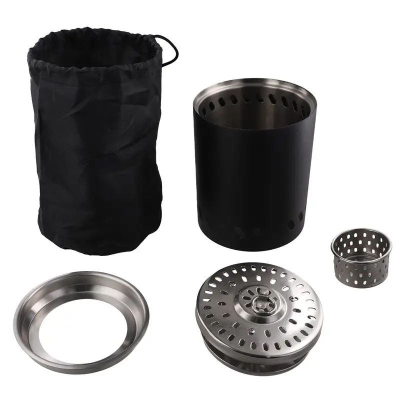 A08P-Portable Stainless Steel Burner Heater Mini Fire Wood Stove Bonfire Furnace  Outdoor Camping Smokeless Fire Pit Brazier