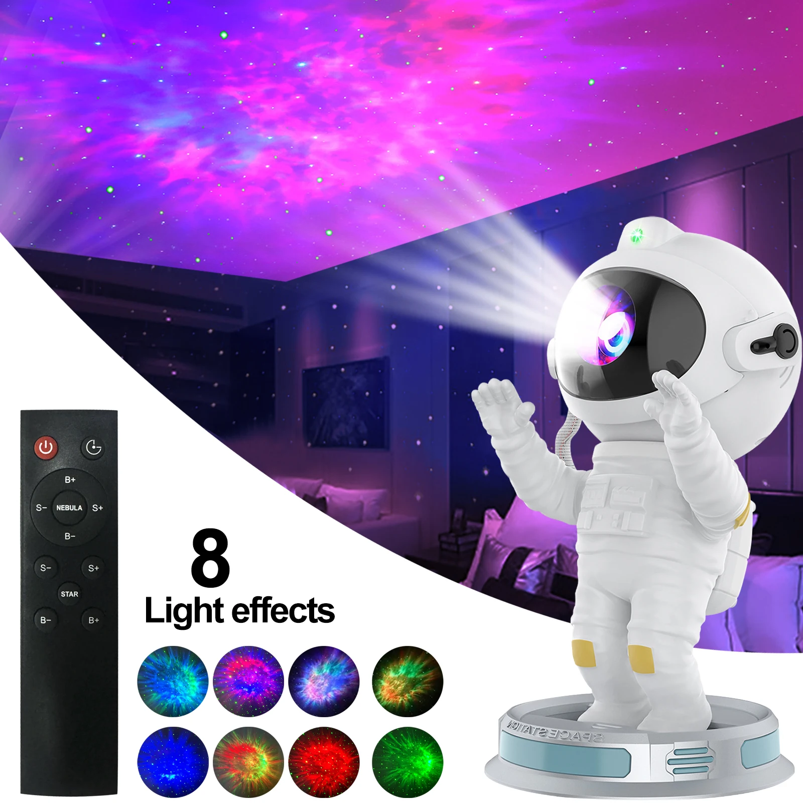 AstronsomStar-Projecteur Spatial LED avec Télécommande, Veilleuse Étoilée, Galaxie, Minuterie Nébuleuse, Cadeau pour Enfants, Décor de Chambre