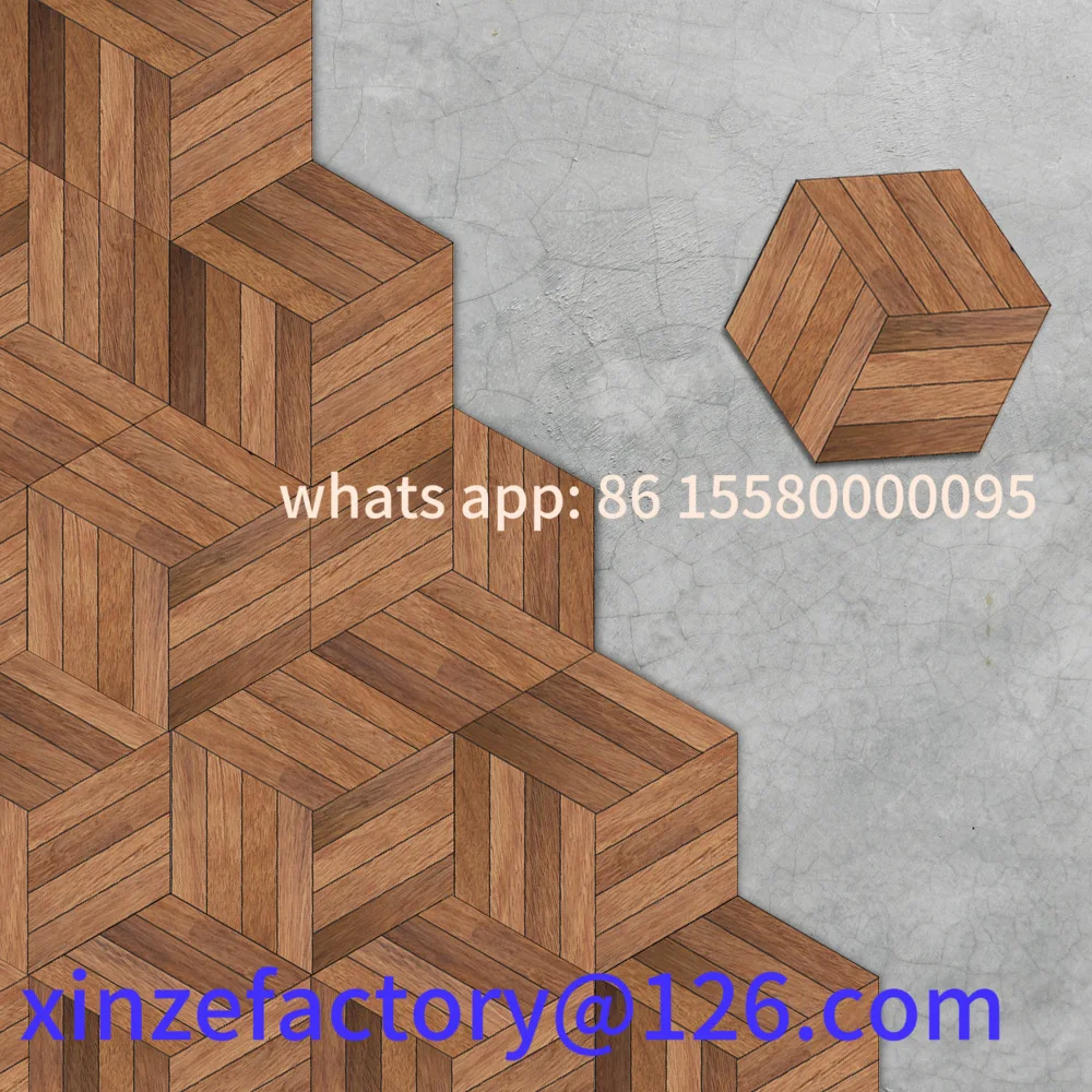

Be suitable for Walnut wood grain hexagonal wall sticker living room balcony waterproof and anti-skid