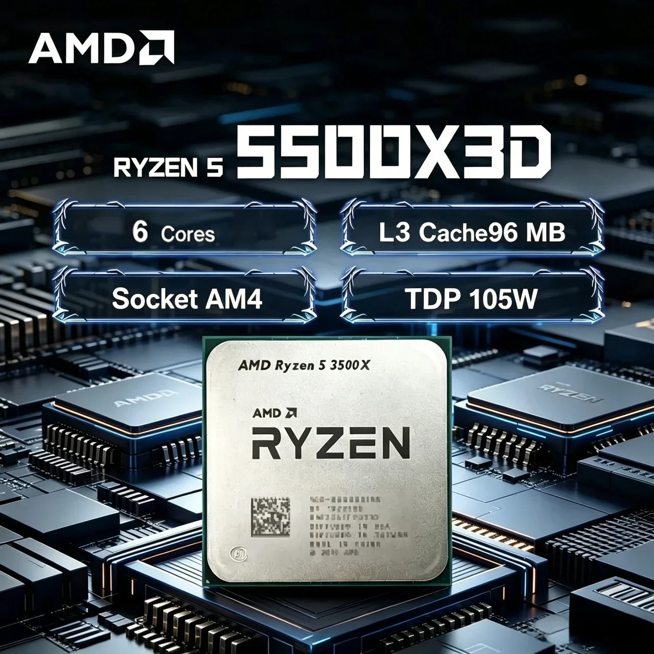 AMD Ryzen 7 7800X3D R7 7800X3D High Performance CPU Processor 4.2GHz AM5 8-Core 16-Thread DDR5 - view 4